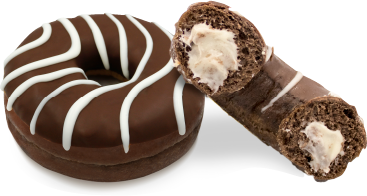 big bear mok donut chocolate icing white stripes