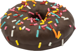 choco party mok donut chocolate icing rainbow sprinkles