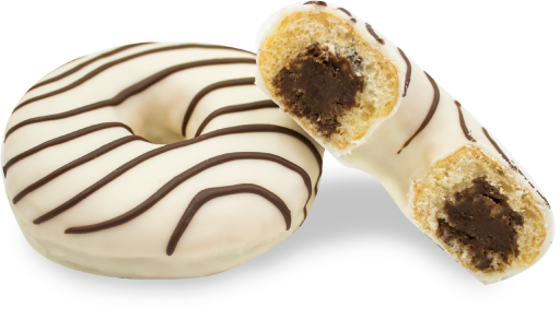 white and black donut mok white chocolate icing