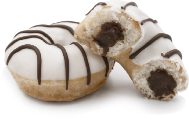 white chocolate icing chocolate filled mini donut